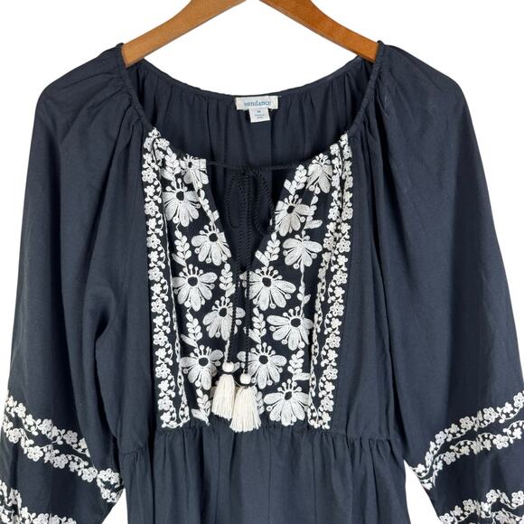 Sundance Josephena Garden Black & White Flower Embroidered Cottagecore Dress - Picture 10 of 13